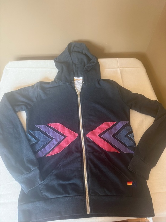 Aviator Nation Tops - Rare Aviator Nation Chevron Black Zip-Up Hoodie Stitched Pink & Purple- Large